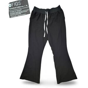 Figs Shelby Scrub Pants Ultra High Rise Wide Leg Womens XL Black Comfort Medical